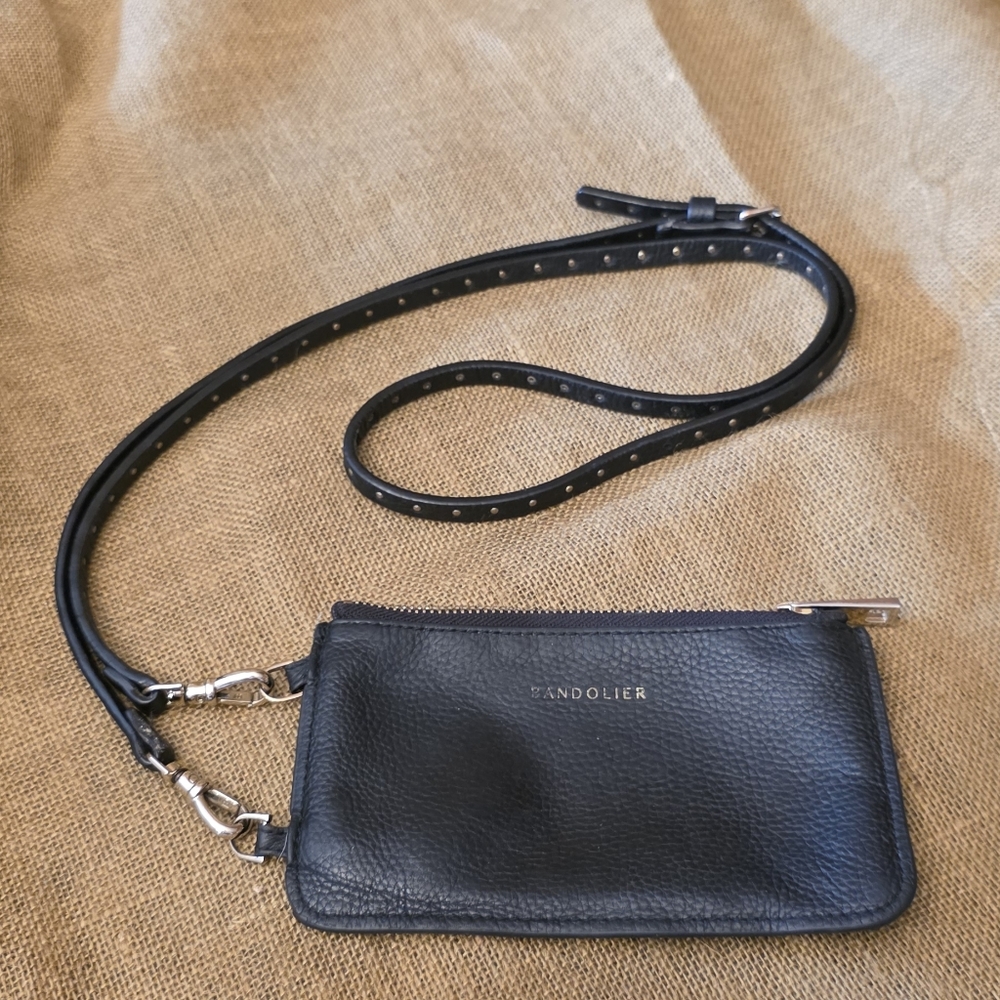Bandolier Black Pebbled Leather Crossbody Bag With Original Strap